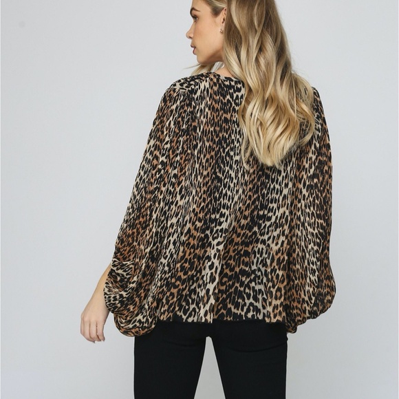 GANNI Leopard Pleated Top - Picture 5 of 6